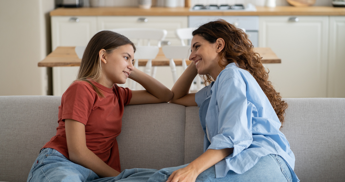 A mom uses mental health tips to talk with her young teen daughter